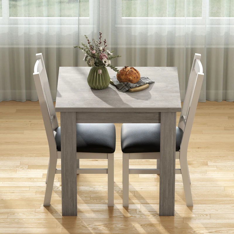 55" Extendable Dining Table for 4-6 Person, Kitchen Table with PU Handle and Felt Pads for Small Spaces, Grey