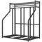Soozier 3 Bicycle Bike Stand, Metal Floor Bike Storage Rack with Basket, Hooks, Indoor Outdoor Bicycle Stand, Black
