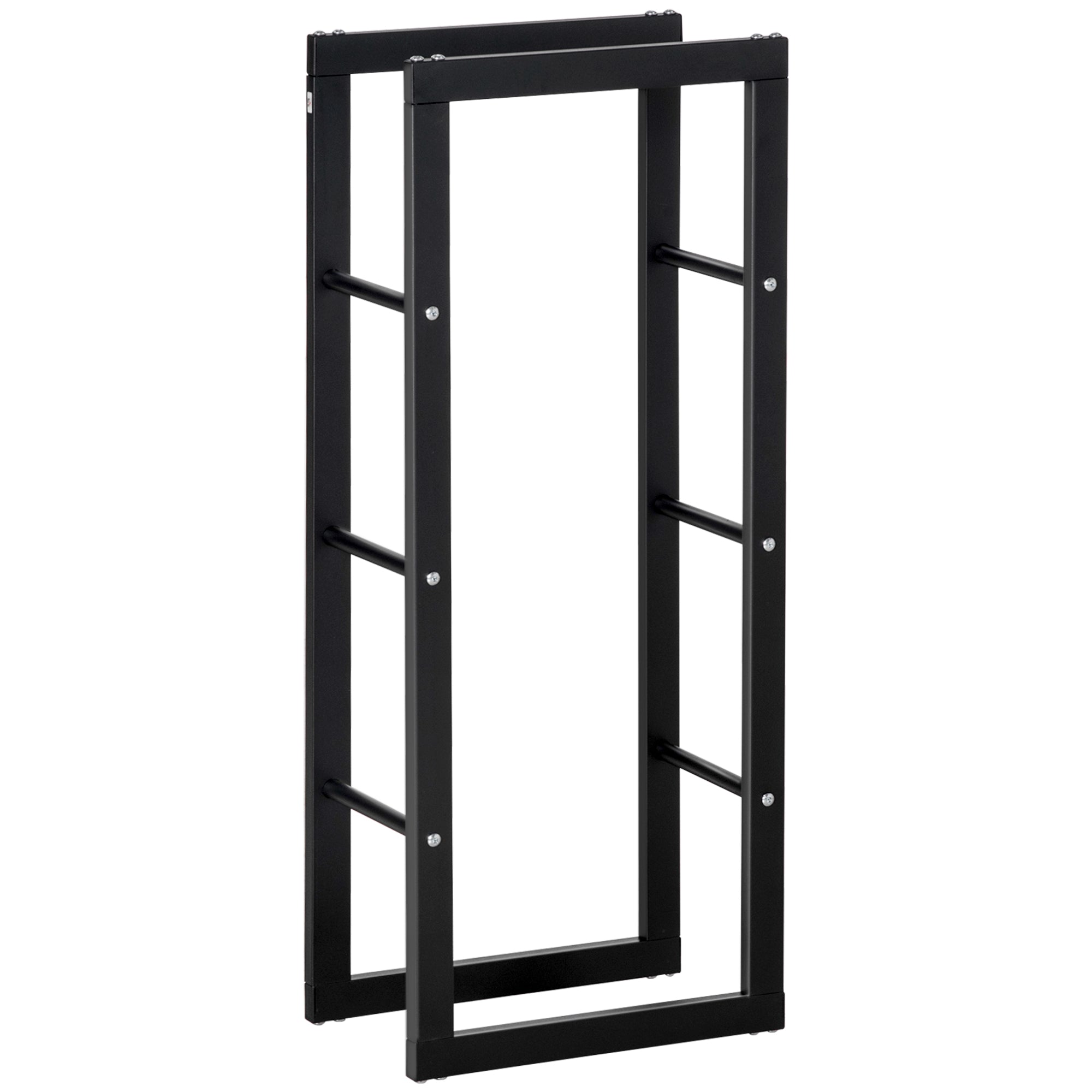 HOMCOM 16 Firewood Rack Log Holder Fireplace Storage Handles 220 lbs Weight Capacity Black 