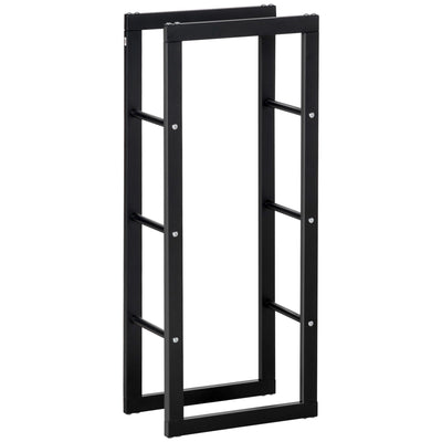 HOMCOM 16 Firewood Rack Log Holder Fireplace Storage Handles 220 lbs Weight Capacity Black 