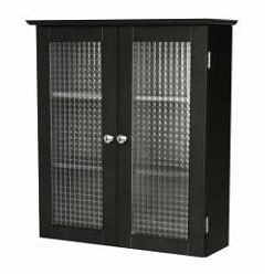 Bathroom Wall Cabinet with Two Glass Doors in Dark Espresso - Free Shipping