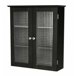Bathroom Wall Cabinet with Two Glass Doors in Dark Espresso - Free Shipping 