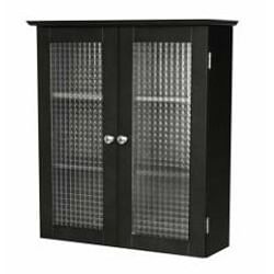 Bathroom Wall Cabinet with Two Glass Doors in Dark Espresso - Free Shipping