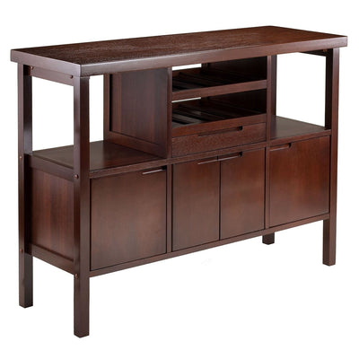 Sideboard Buffet Table Wine Rack in Brown Wood Finish - Free Shipping 