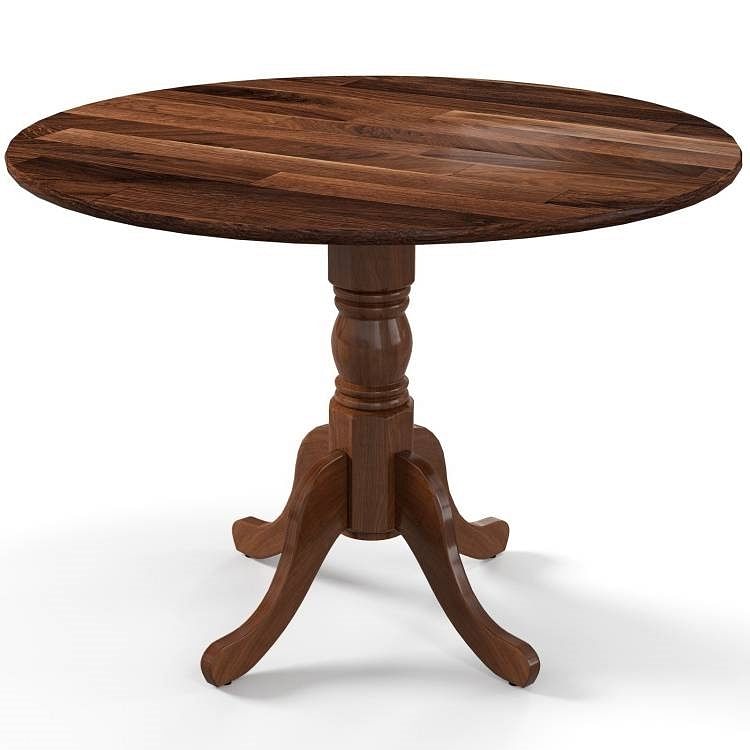 Round 40-inch Solid Wood Farmhouse Kitchen Dining Table in Medium Brown Finish - Free Shipping