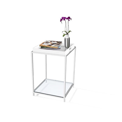 Modern Classic Metal End Table with White Removable Tray - Free Shipping 