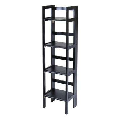 Black 4-Tier Shelf Folding Shelving Unit Bookcase Storage Shelves Tower - Free Shipping 