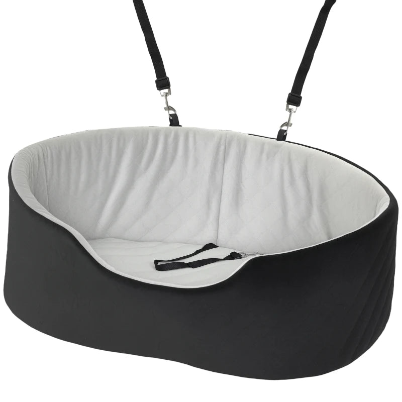Dog Car Seat for Small Medium Pets, Detachable Washable Pet Bed with Cushion and Safety Belt for Dog Under 33lbs, Black