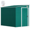 5'x7' Lean to Galvanized Metal Shed with Foundation, Garden Tool Storage House with Sliding Door and 2 Vents, Green