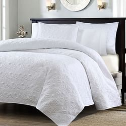 Full / Queen White Classic Coverlet Quilt Set with 2 Shams - Free Shipping 