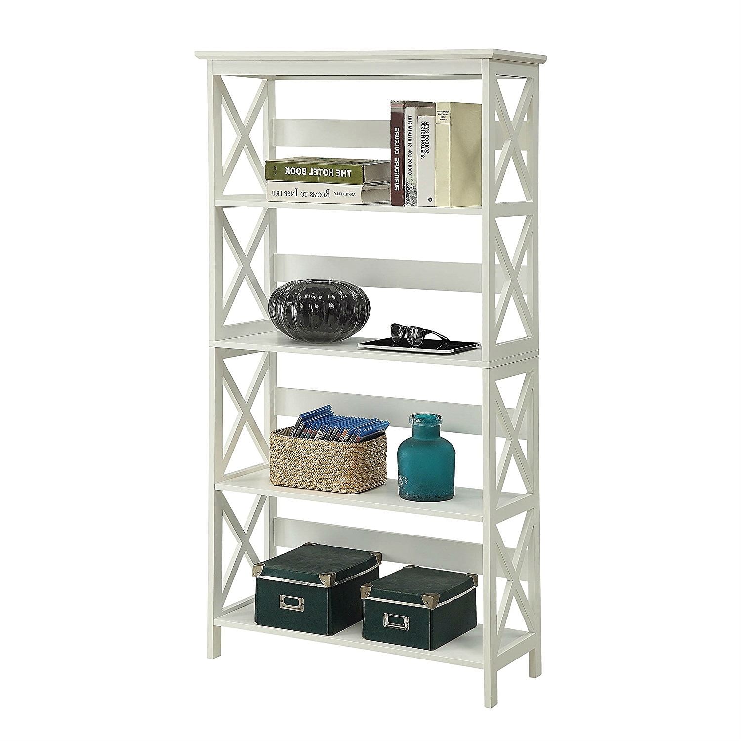 Glossy White 5-Shelf Bookcase - Free Shipping