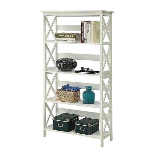 Glossy White 5-Shelf Bookcase - Free Shipping 