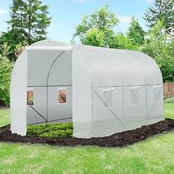 14.7 Ft x 6.5 Ft Outdoor Greenhouse w/ Heavy Duty Steel Frame and White PE Cover - Free Shipping 