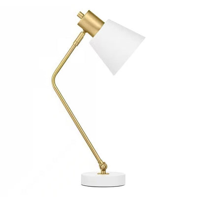 Simple Modern Gold Metal Finish Desk Light Table Lamp with White Shade - Free Shipping 