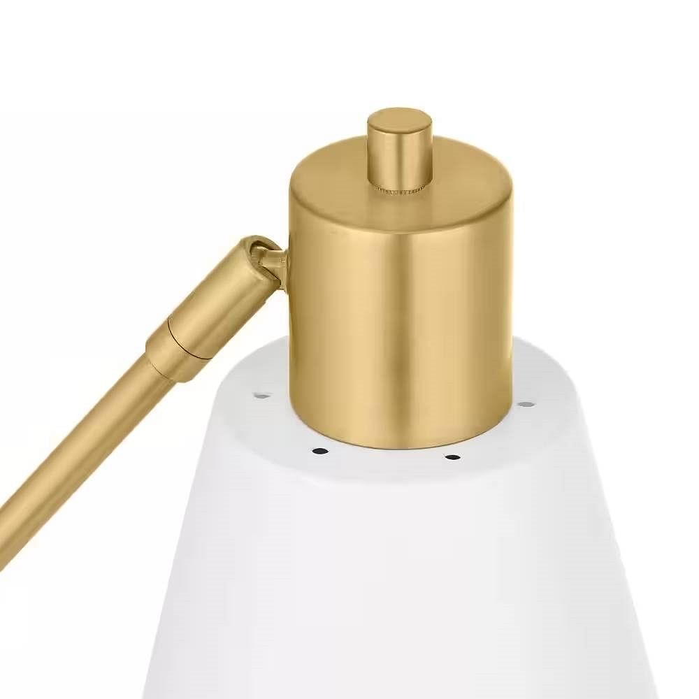 Simple Modern Gold Metal Finish Desk Light Table Lamp with White Shade - Free Shipping