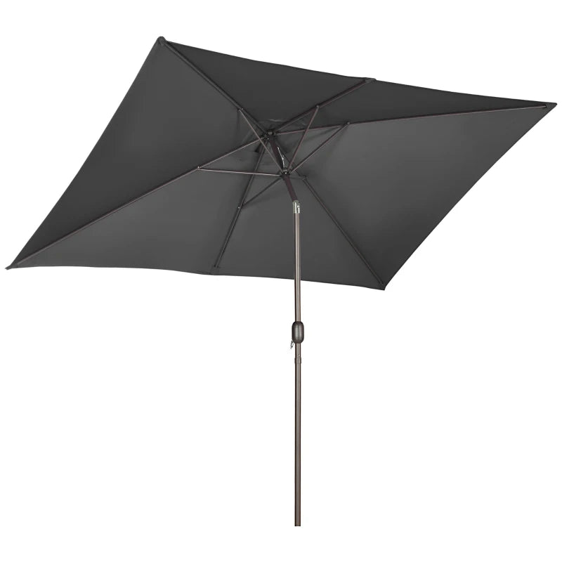 6.5x10ft Patio Umbrella, Rectangle Market Umbrella, Black