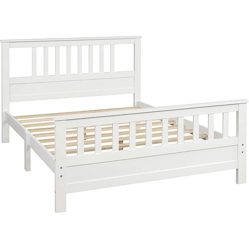 White Pine Wood Slatted Platform Headboard Footboard Full Size Bed - Free Shipping