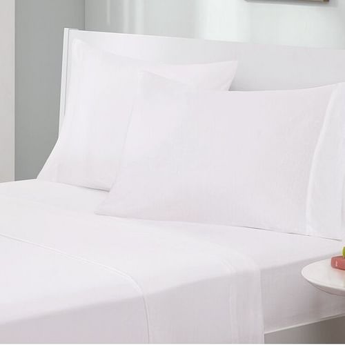 Full Size 4-Piece Cotton Blend Jersey Sheet Set in White - Free Shipping 