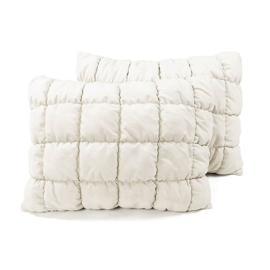 Full/Queen Soft Lightweight Puff Textured 3-Piece Comforter Set in Off White - Free Shipping