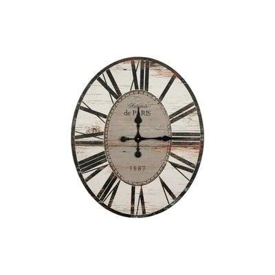 White Washed Oversized Paris Wood Wall Clock â€“ Distressed FinishÂ 