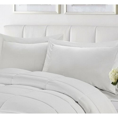 King/Cal King Traditional Microfiber Reversible 3 Piece Comforter Set in White - Free Shipping