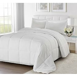 King/Cal King Traditional Microfiber Reversible 3 Piece Comforter Set in White - Free Shipping