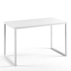 Modern Home Office Desk with White Metal Frame and Wood Top - Free Shipping 