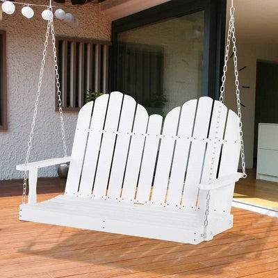 White Solid Wood 2-Seater Hanging Patio Porch Swing - Free Shipping 