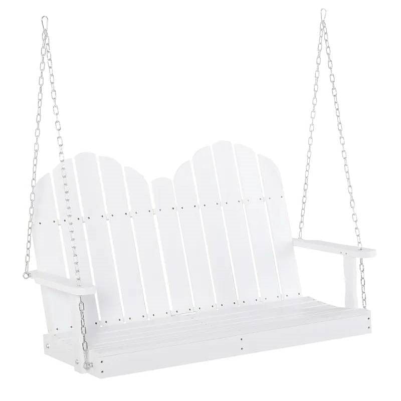 White Solid Wood 2-Seater Hanging Patio Porch Swing - Free Shipping