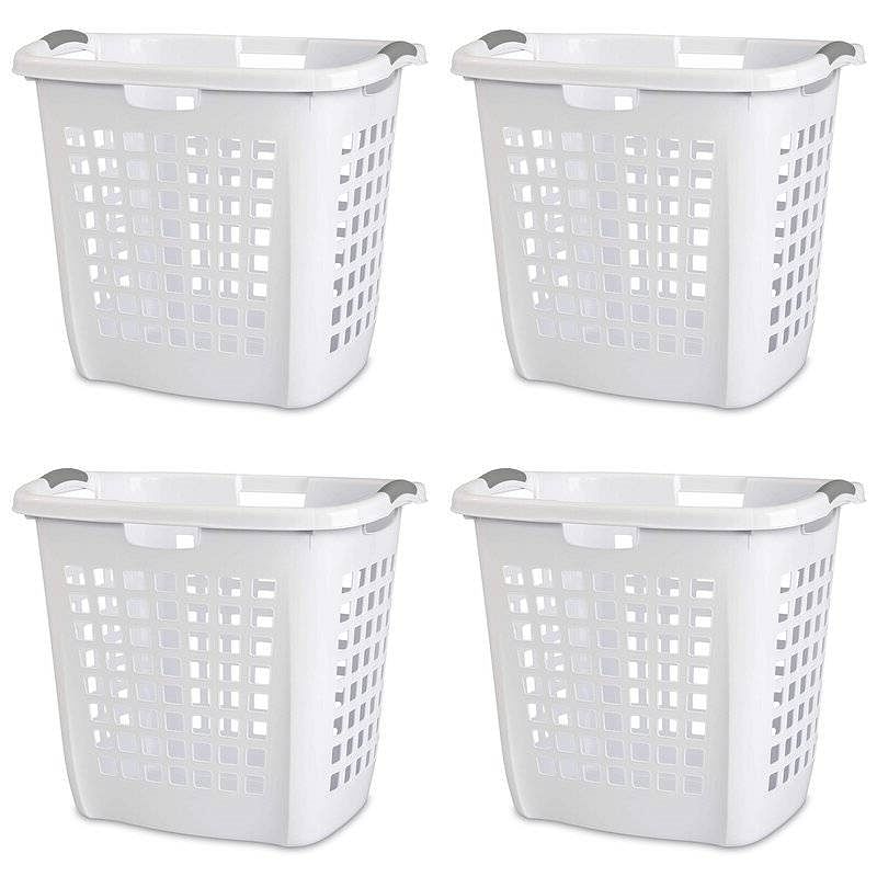 Set of 4 Heavy Duty Plastic Laundry Hamper Dirty Clothes Basket - Free Shipping