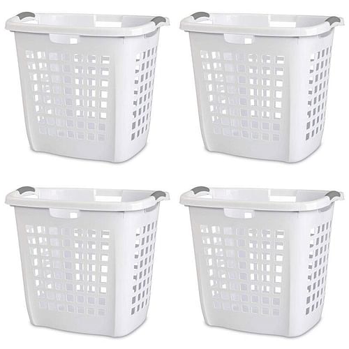 Set of 4 Heavy Duty Plastic Laundry Hamper Dirty Clothes Basket - Free Shipping