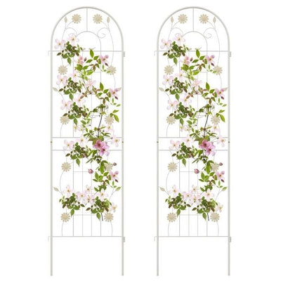 Set of 2- 6-ft Galvanized Steel Outdoor Garden Trellis in White Metal Finish - Free Shipping 