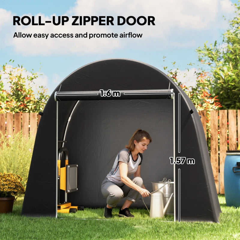 8' x 4' Portable Shed, Waterproof Bike Tent with Roll-up Zipper Door and Galvanised Metal Frame for Bike, Garden Tools