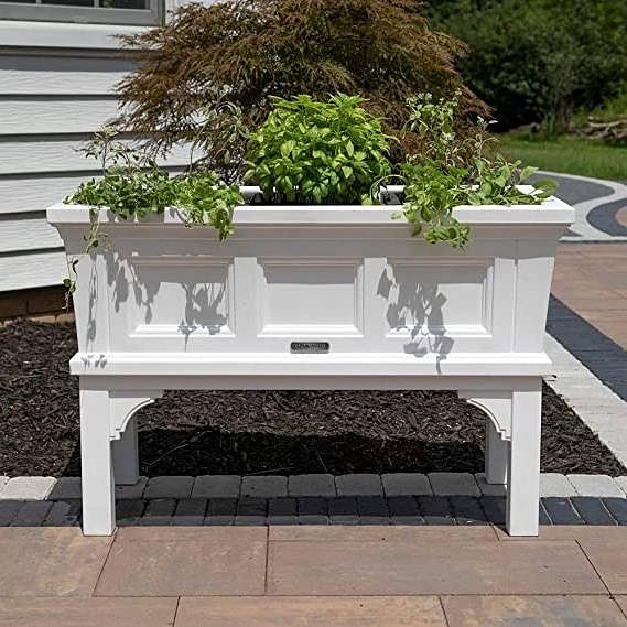 White Rectangular Raised Garden Bed Planter Box with Removeable Trays - Free Shipping