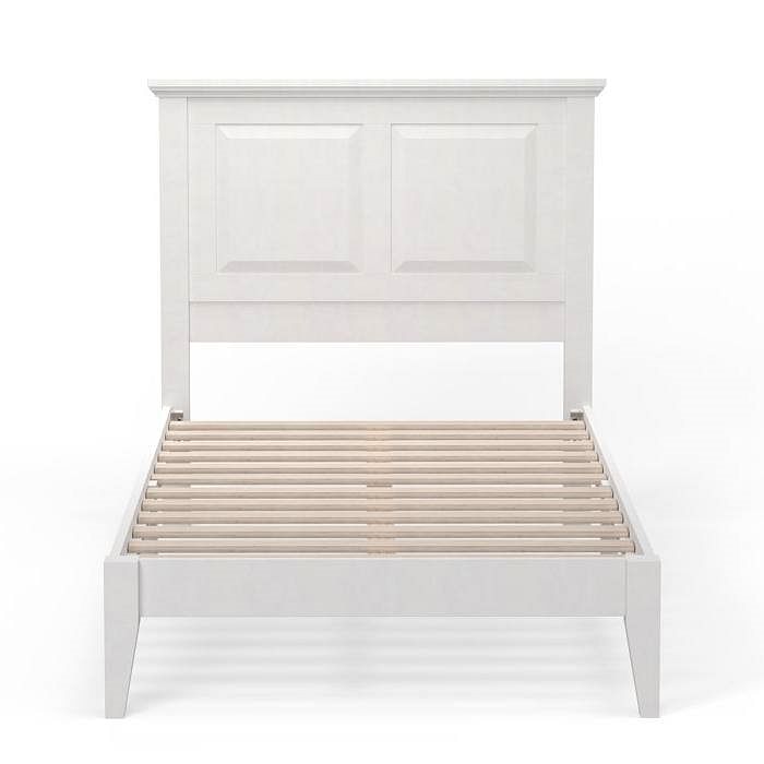 Twin Traditional Solid Oak Wooden Platform Bed Frame with Headboard in White - Free Shipping