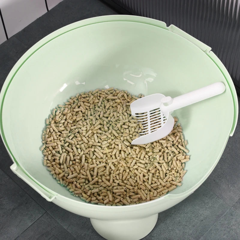 Enclosed Cat Litter Box, Large Kitty Litter Box with Lid, Scoop, Leaking Sand Pedal, Top Handle, Light Green