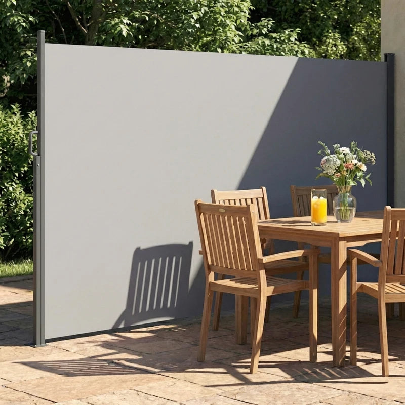Retractable Side Awning, 165" x 73" Outdoor Privacy Screen, Water-Resistant, UV 50+, Light Grey