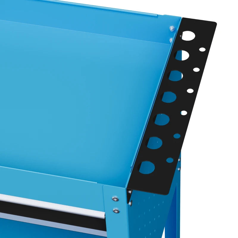 Tool Cart on Wheels, Utility Cart with Wheels, Ball Bearing Drawer, Storage Trays for Garage, Warehouse, Workshop, Blue