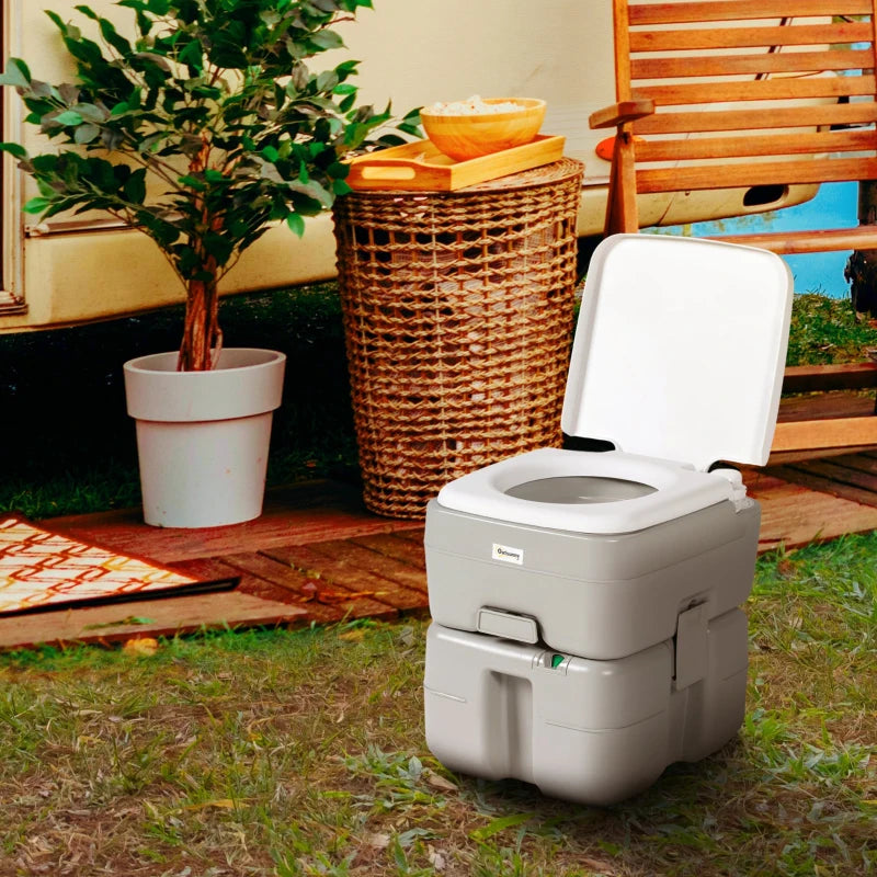 Porta Potty, 5.3 Gallon Portable Toilet with Level Indicator and Anti-Leak Pump for Camping, Boating, Hiking, Travel, RV