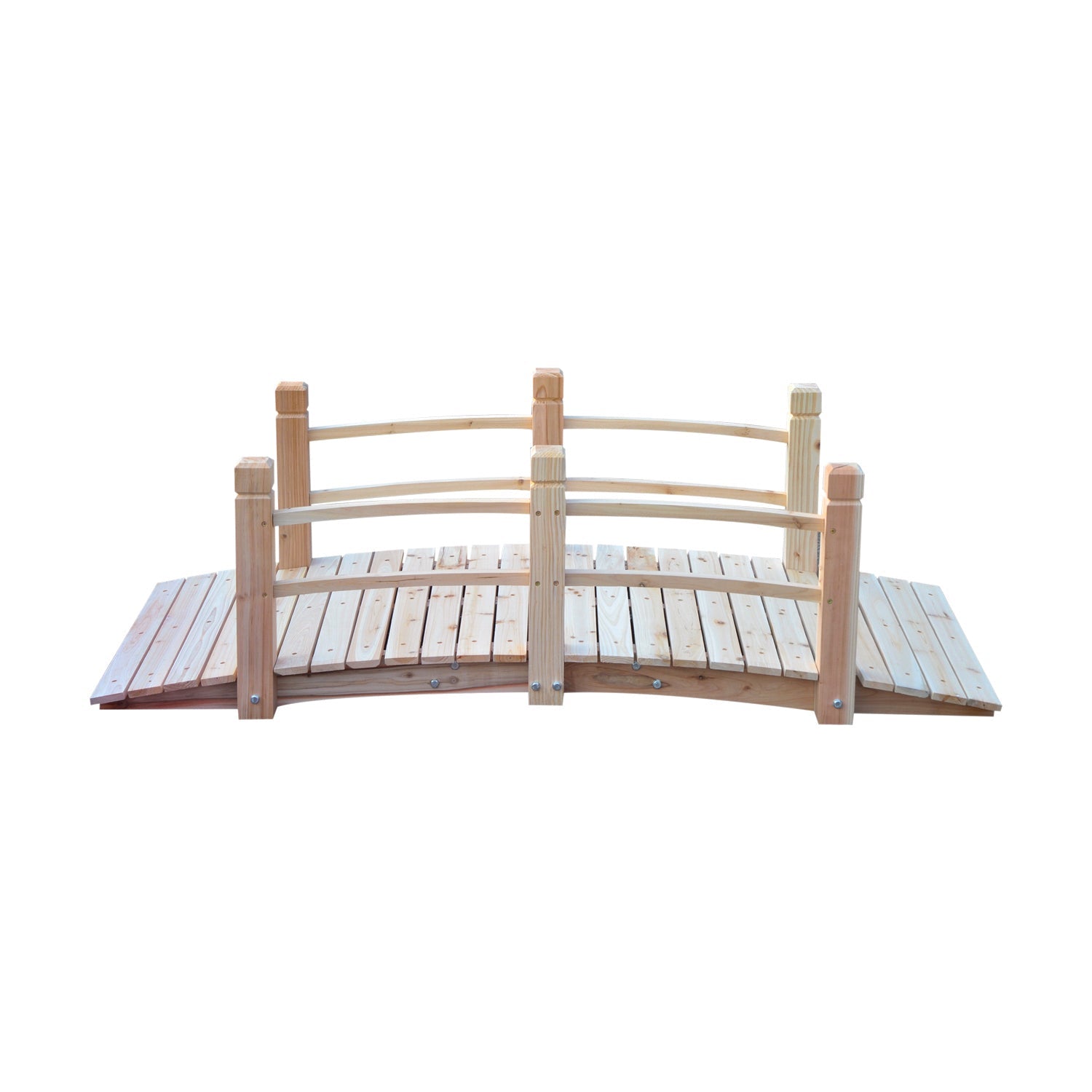 Outsunny 5FT Wooden Garden Bridge Outdoor Decorative Landscape Side Rails Moon Bridge Natural 