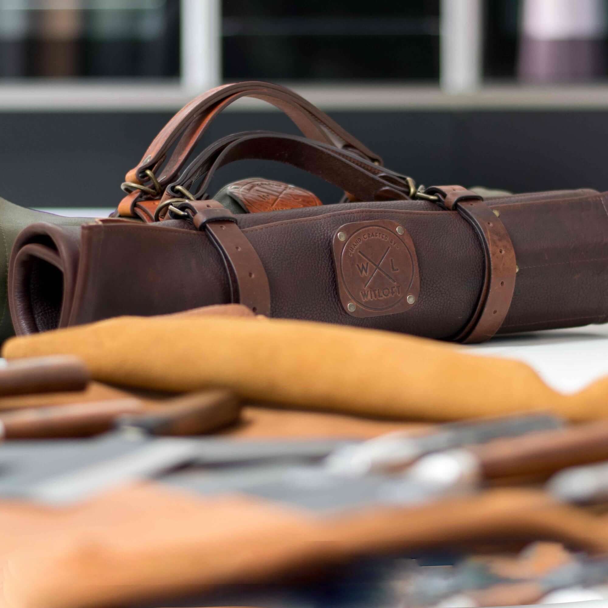 WITLOFT -  Handmade leather Knife Role ( 5 Compartments) 