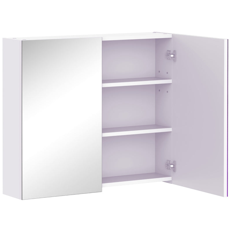 Wall Mount Mirrored Medicine Cabinet, Bathroom Mirror Cabinet with Adjustable Shelf, Double Soft Closing Doors, Light Lilac