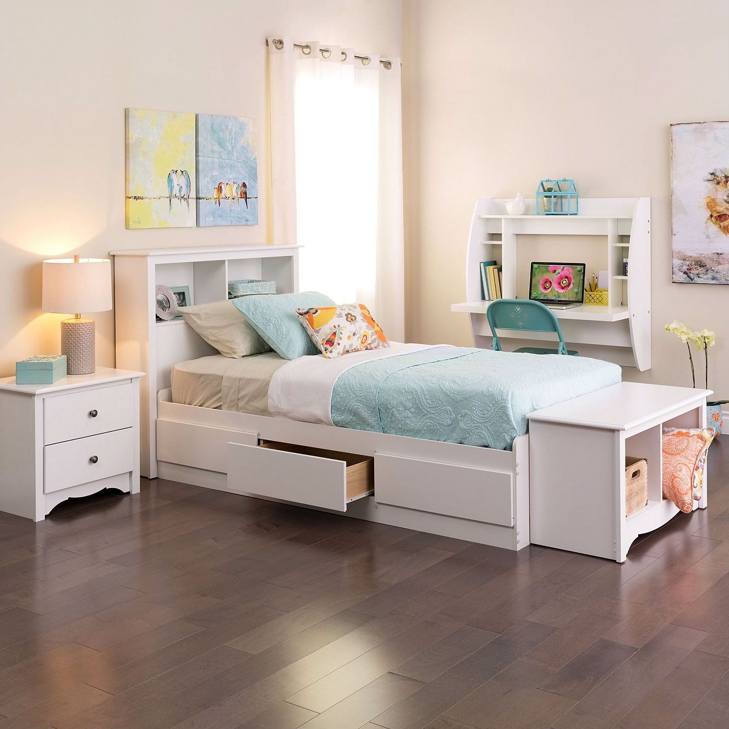 White Wall-Mounted Modern Space Saving Laptop Computer Desk - Free Shipping 