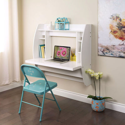 White Wall-Mounted Modern Space Saving Laptop Computer Desk - Free Shipping 