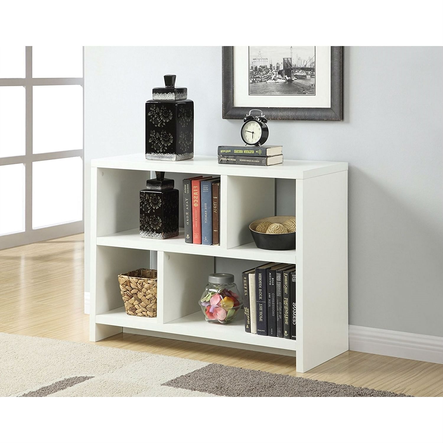 White 2-Shelf Modern Bookcase Console Table - Free Shipping