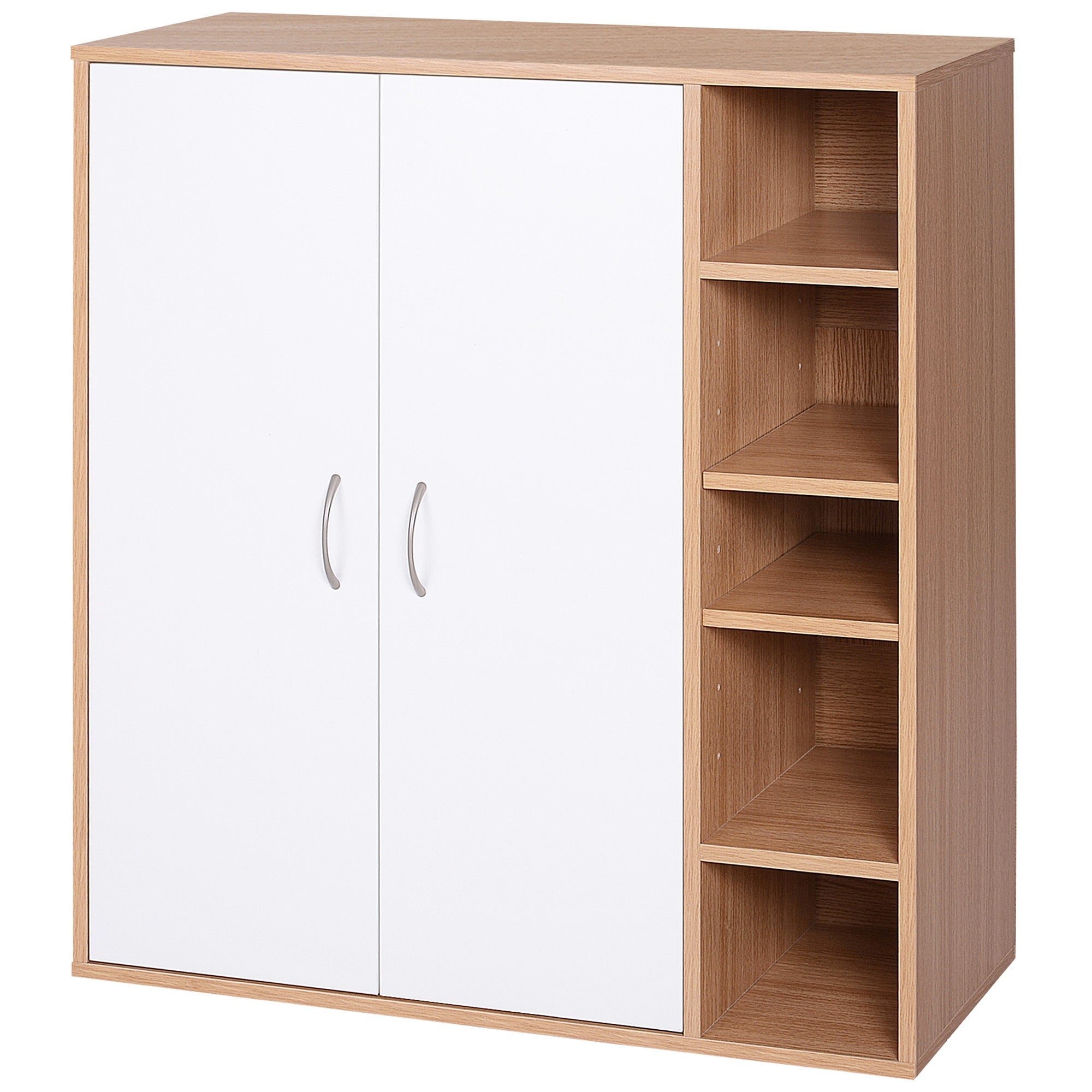 HOMCOM Organizational Haven: Freestanding Storage Cabinet with Adjustable Shelf, Perfect for Living Room, Entryway, Hallway, White Wood 