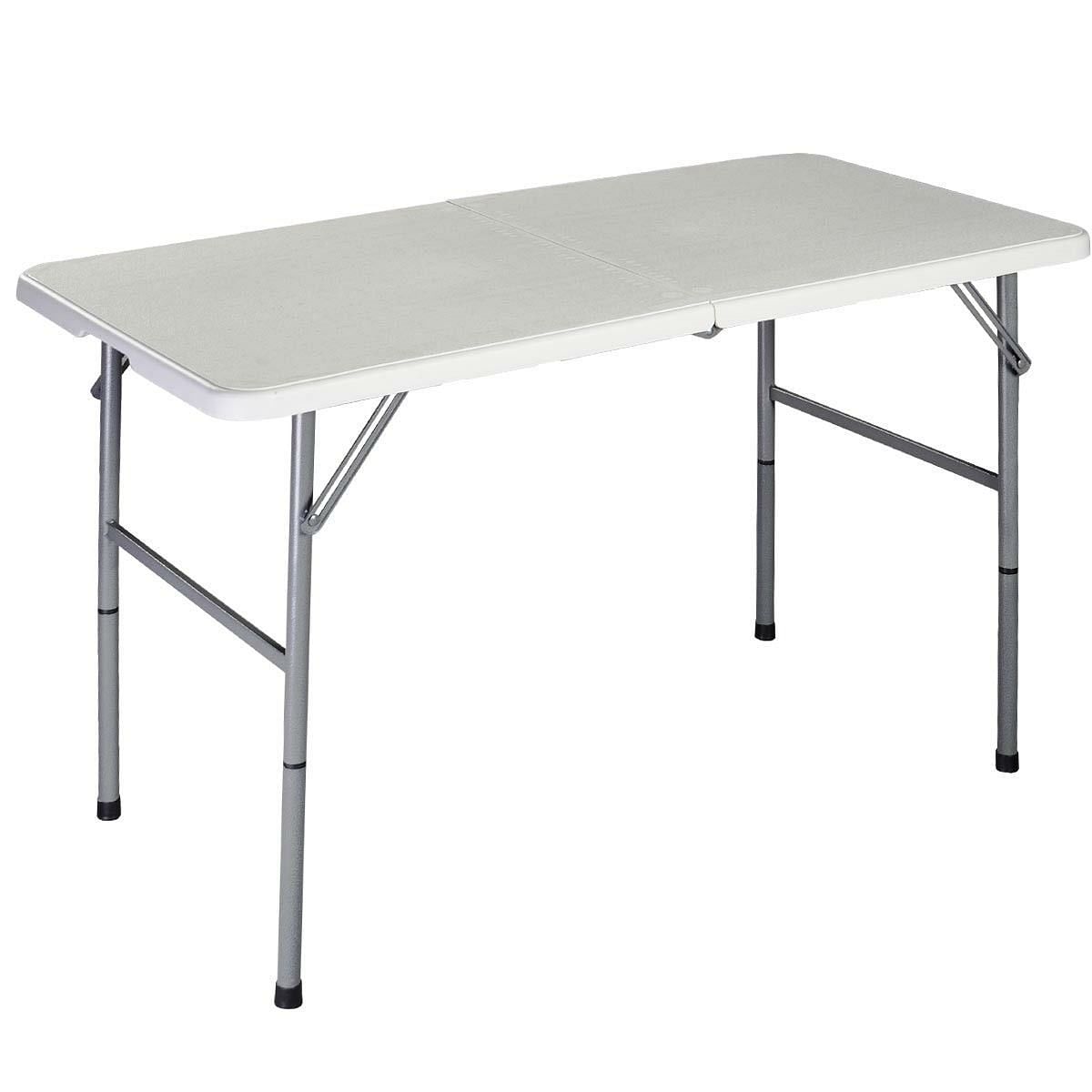 White HDPE Plastic Heavy Duty Indoor Outdoor Folding Table with Steel Frame - Free Shipping