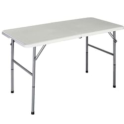 White HDPE Plastic Heavy Duty Indoor Outdoor Folding Table with Steel Frame - Free Shipping 