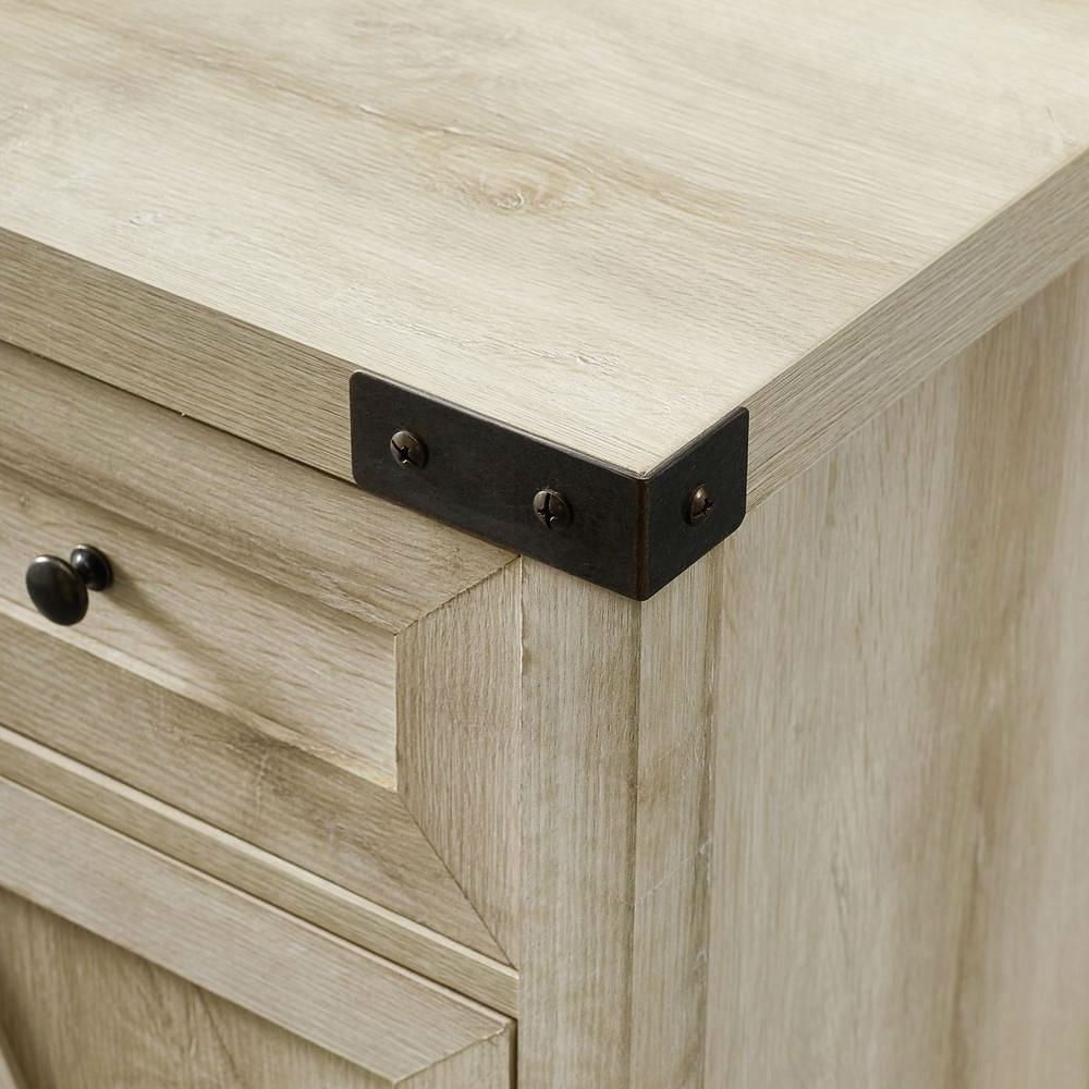 Rustic Farmhouse Barn Door Accent Storage Cabinet White Oak - Free Shipping 