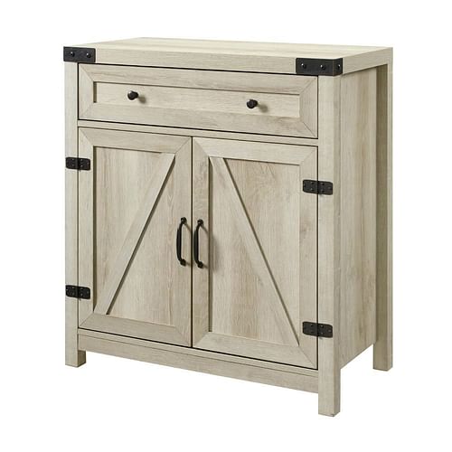 Rustic Farmhouse Barn Door Accent Storage Cabinet White Oak - Free Shipping 